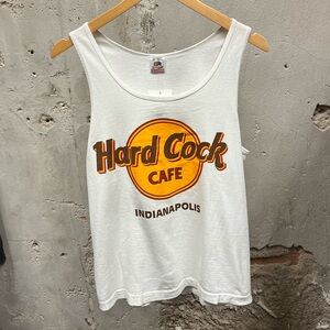 Hard Rock Cafe Parody Vintage 90s Tourist Indianapolis White Tank Top Medium M